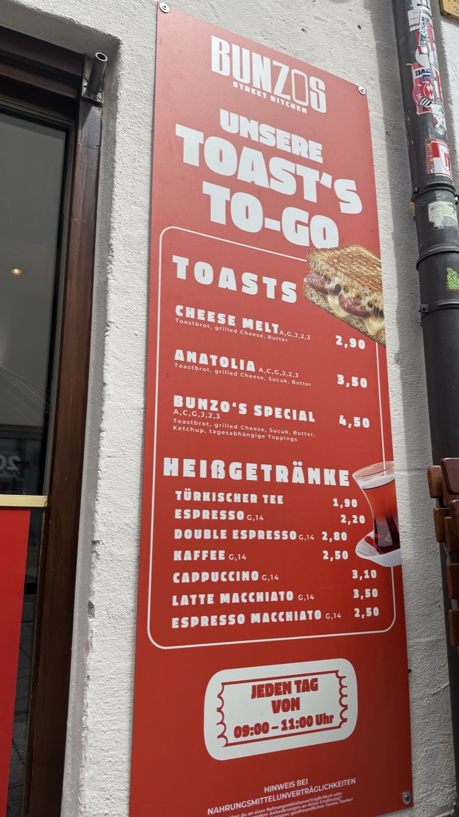 Speisekarten-Board von Bunzos